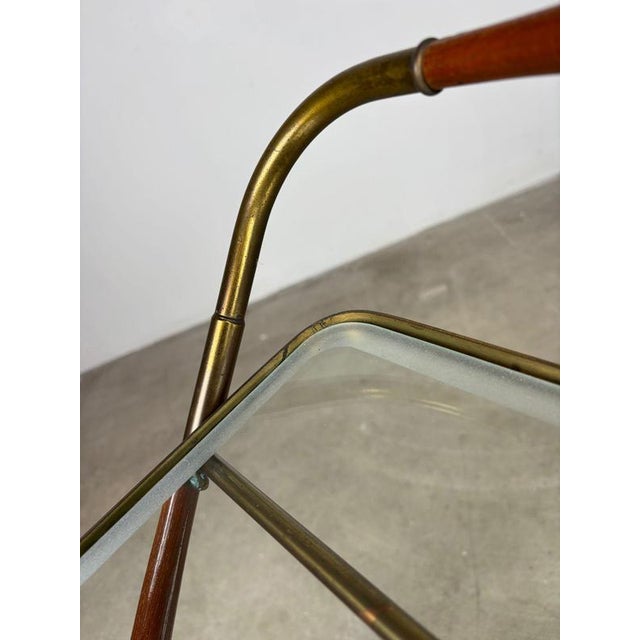 Gold Mid-Century Rosewood and Brass Bar Cart in the style of Cesare Lacca, 1950s For Sale - Image 8 of 16