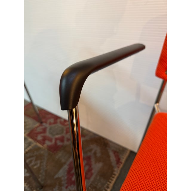 Orange Hightower Modernist Stackable Arm Chairs, Set of Six For Sale - Image 8 of 12