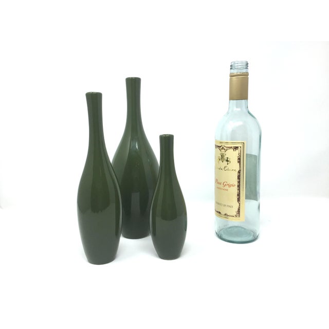 Global Views Ceramic Green Bowling Pin Vases Set of 3 Chairish