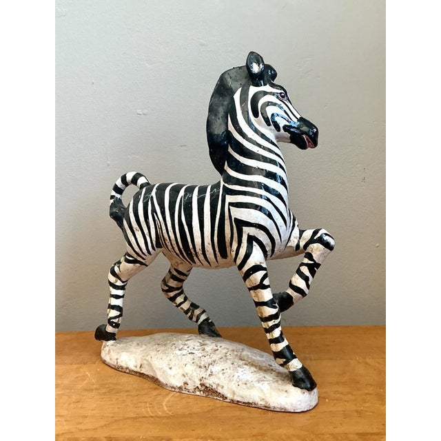 Mid-Century Modern Vintage Italian Ceramic Zebra Sculpture For Sale - Image 3 of 12