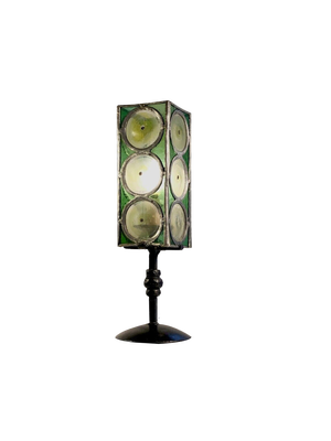 Table Lamp in Wrought Iron and Stained Glass from Loir Et Cher, France, 1960s