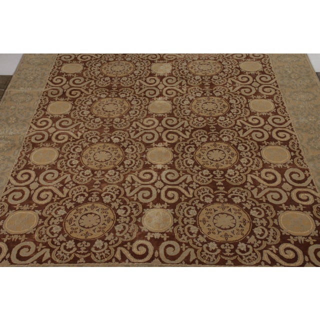 2010s Rug & Kilim’s European Style Rug in Beige-Brown and Blue All Over Pattern For Sale - Image 5 of 8