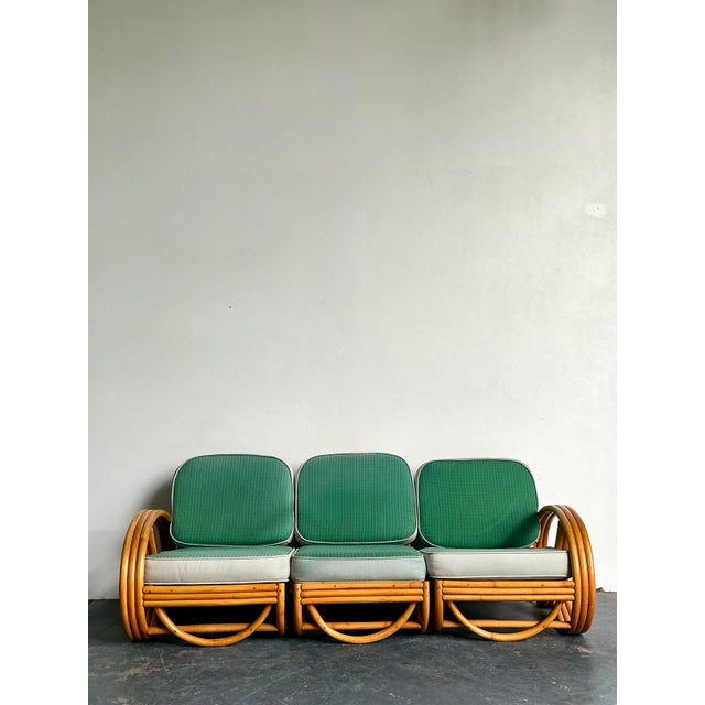 Mid 20th Century Vintage 1950s Beverly Hills Rattan Sofa For Sale - Image 5 of 12