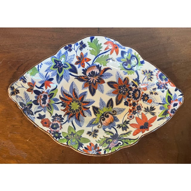 Blue Antique Early 19th Century English Regency Spode Pearlware Imari Pseudo Tobacco Leaf Dish Pattern 3277 Circa 1820 For Sale - Image 8 of 8