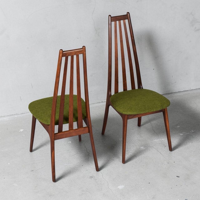 1960s Henry P. Glass High Back Dining Chairs With Original Green Fabric For Sale - Image 5 of 15