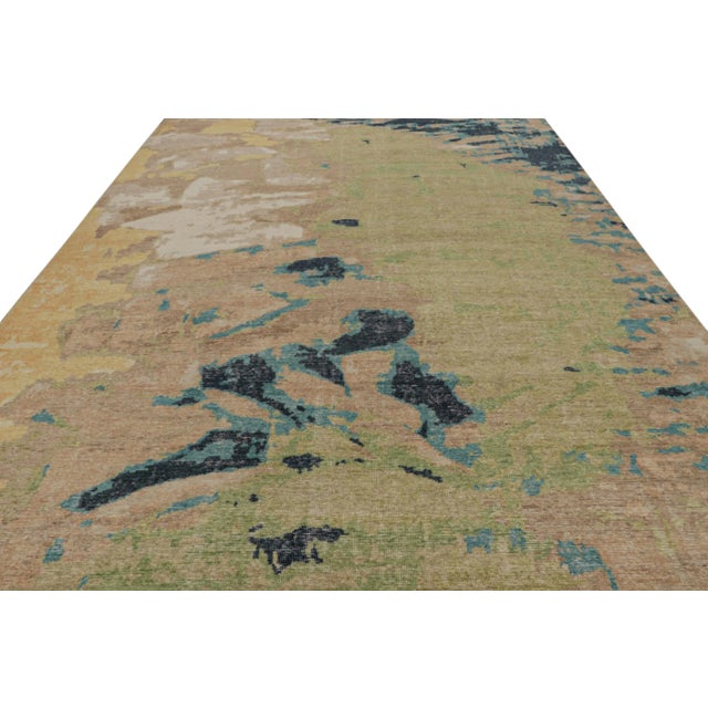 Rug & Kilim’s Contemporary Distressed Abstract Rug in Beige Blue and ...