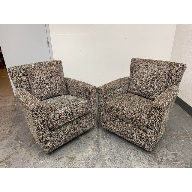 Crate Barrel Animal Print Glider Swivel Chairs A Pair Chairish