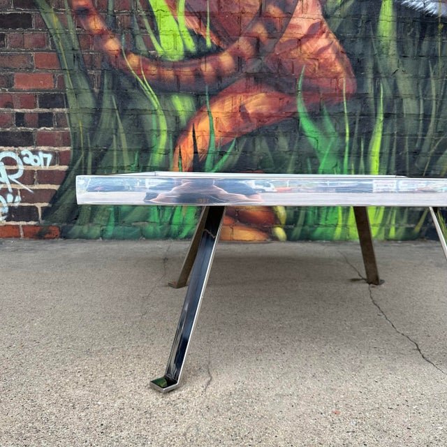 Mid 20th Century Italian Modernist Aluminum and Black Glass Coffee Table For Sale - Image 5 of 12