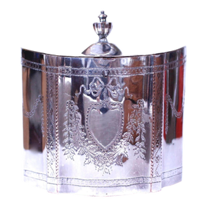 Georgian Style English Silver on Copper Sheffield Tea Caddy
