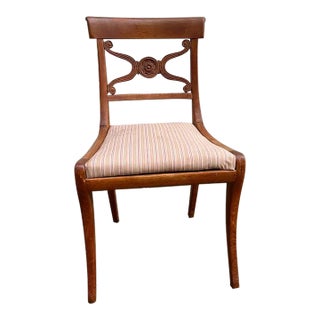 Antique English Regency Style Solid Oak Side Chair For Sale