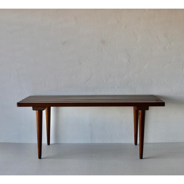 Mid-Century Modern George Nelson Style Vintage Mid-Century Slat Bench Coffee Table For Sale - Image 3 of 15