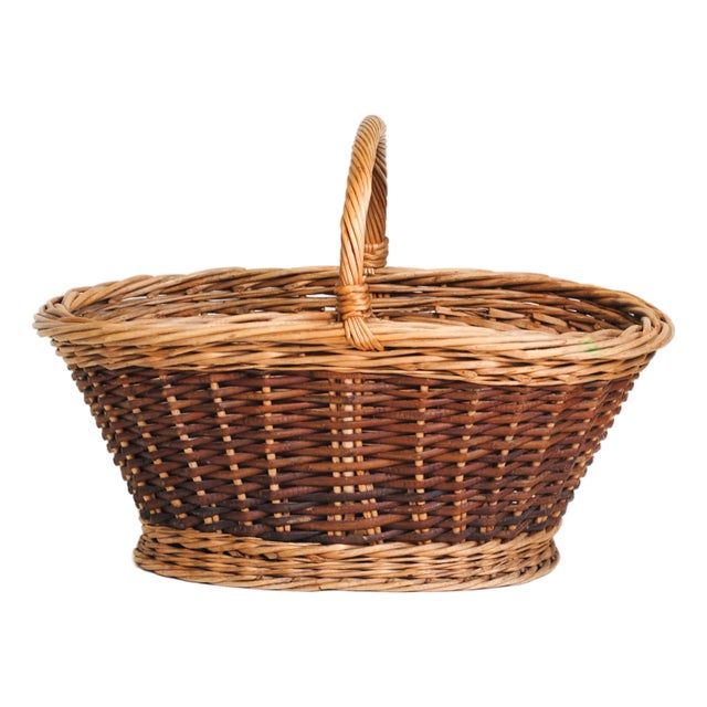 Vintage Wicker Basket, 1950s For Sale