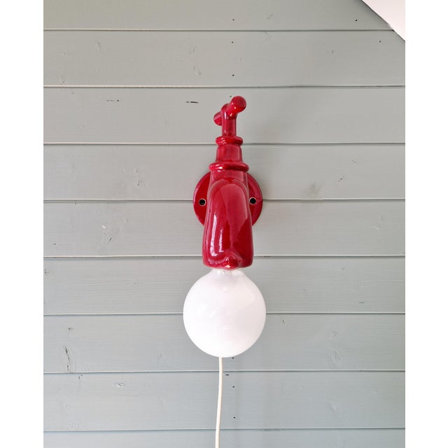 Vintage Red Ceramic Wall Light, 1970s For Sale - Image 6 of 12