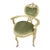 Antique Victorian Gold Carved Ornate Corner Chair Newly Reupholstered in Green Velvet For Sale
