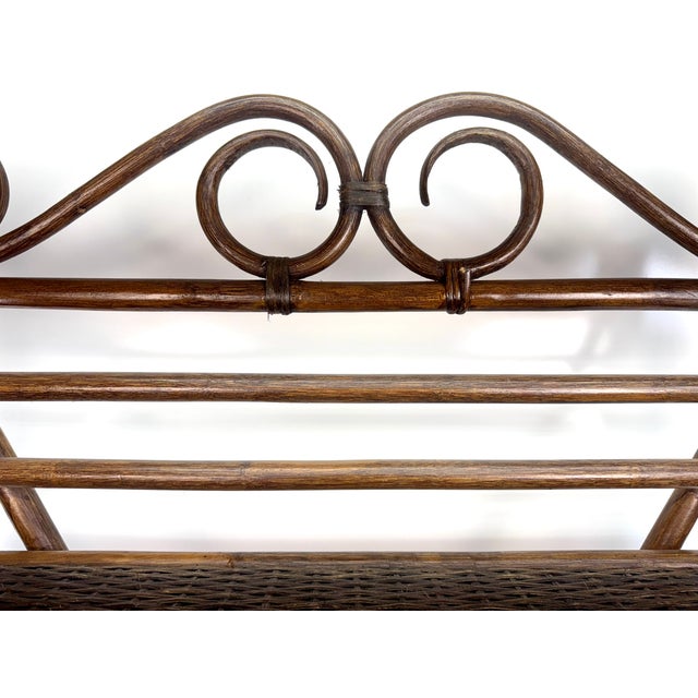 Traditional McGuire Style Mid 20th Century Bamboo Étagère With Woven Shelves and Scrollwork For Sale - Image 3 of 14