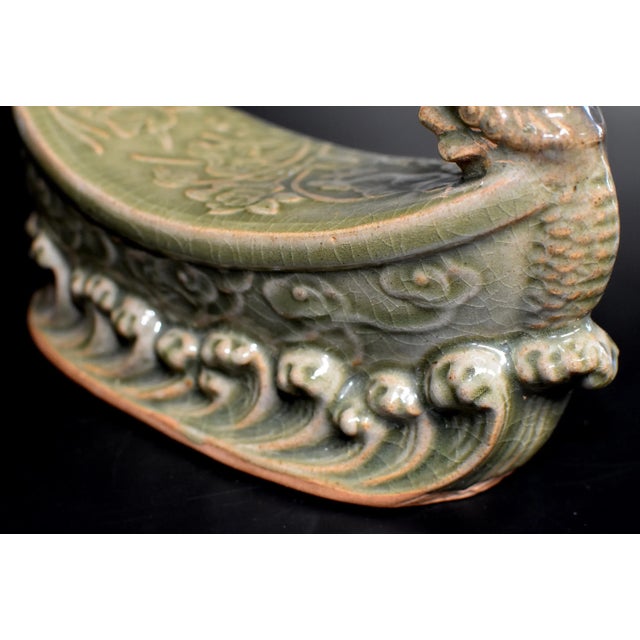 Asian Dragon Ceramic Pillow Long Quan Kiln For Sale - Image 3 of 13