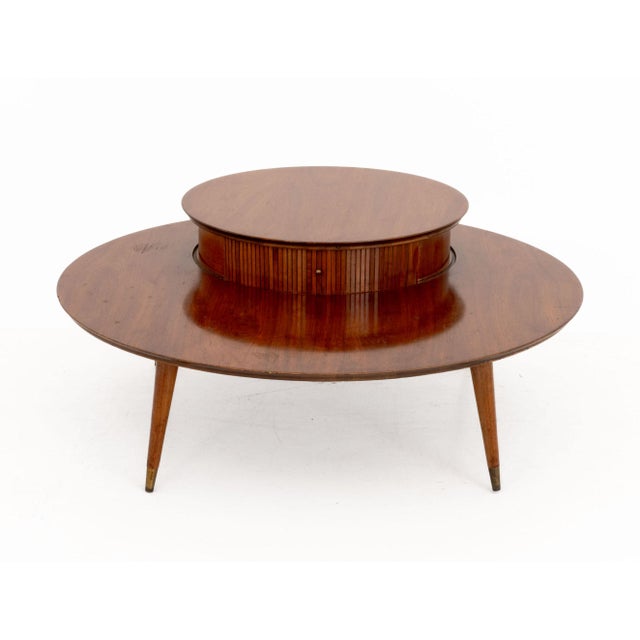 Mid-Century Modern Mid-Century Modern Mahogany Circular Cocktail Table For Sale - Image 3 of 11
