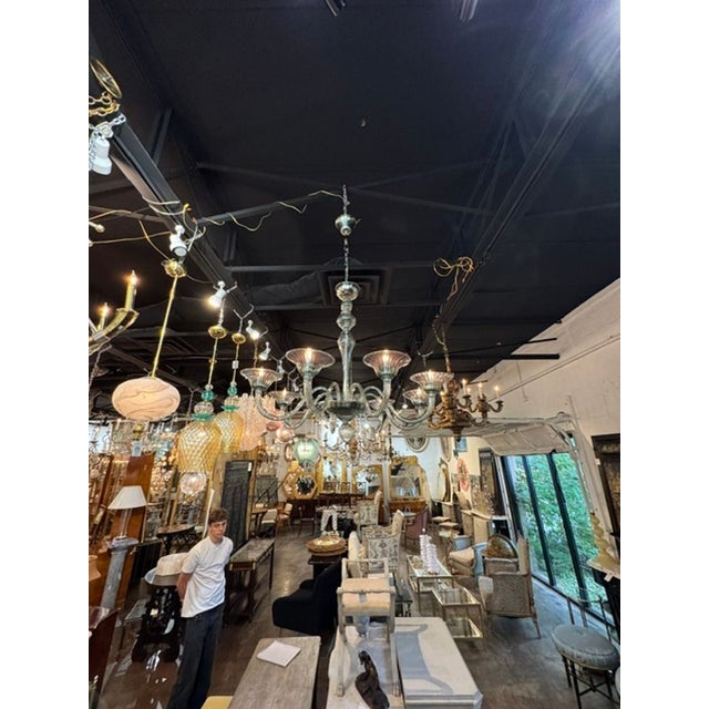 Modern Murano Fontana Green 8-Light Chandelier For Sale - Image 3 of 5