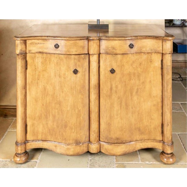 Transitional Two Door Maple Serpentine Front Cabinet For Sale - Image 13 of 13