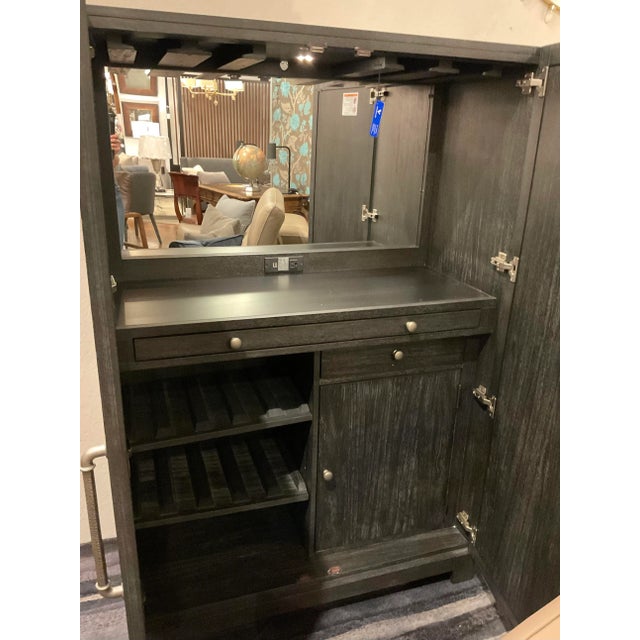 Klausner Modern Cerused Black Oak Finished Bar Cabinet For Sale - Image 4 of 10