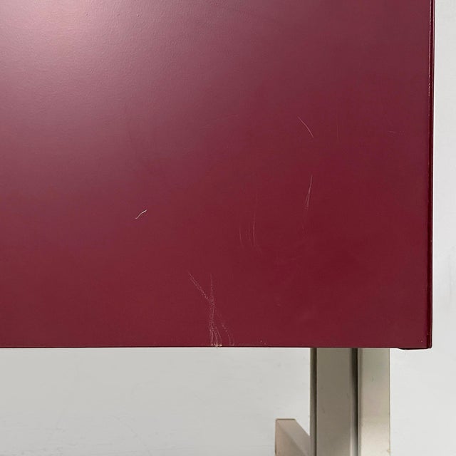 Italian Burgundy Metal Sideboard Synthesis 45 by Ettore Sottsass for Olivetti Synthesis, 1970s For Sale - Image 12 of 18