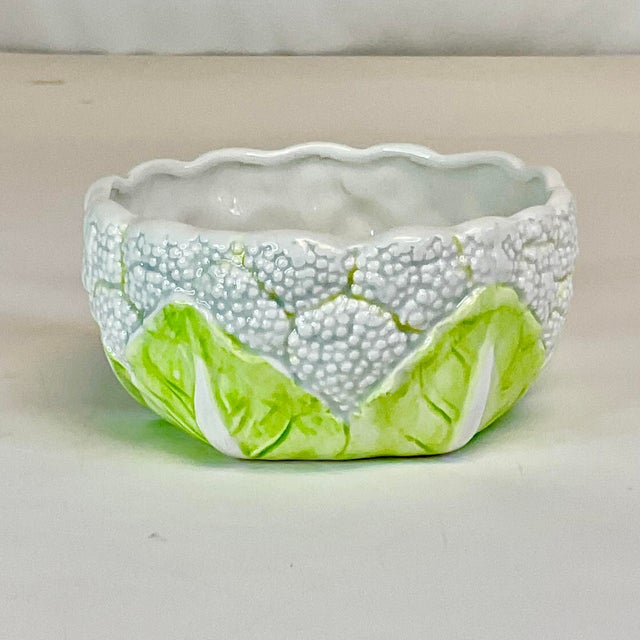 1970s Vintage Trompe L’Oeil Boho Chic Hollywood Regency Cauliflower Serving Bowl For Sale - Image 10 of 10