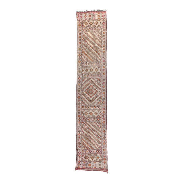 Vintage Zemmour Moroccan Kilim Rug, 03'06 X 18'04 For Sale