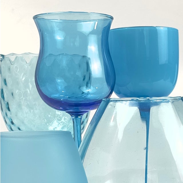 Vintage Ultramarine Glass Stemware Curation - Group of 5 For Sale - Image 18 of 18