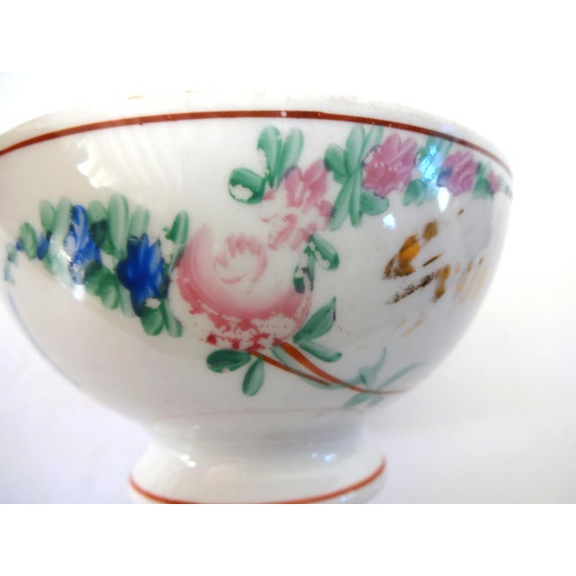 White Antique French Hand-Painted "Souvenir" Cafe Au Lait or Chocolate Bowl For Sale - Image 8 of 11