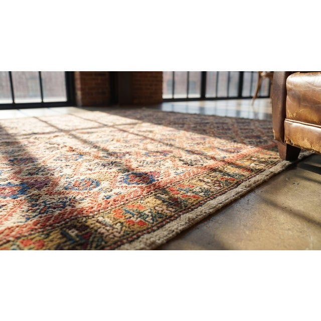 1880s Ivory Floral Trellis Antique Perisan Farahan Rug 4'2" X 6'2" Handknotted Wool Carpet For Sale In New York - Image 6 of 8