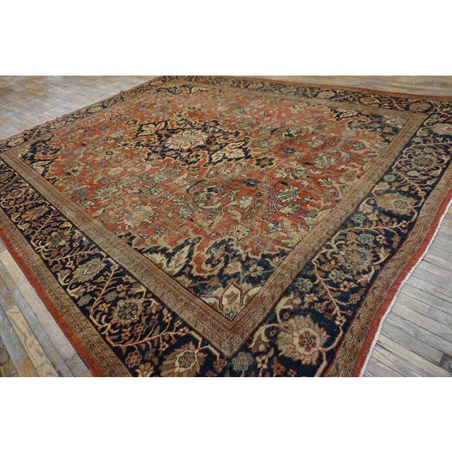 Great Red Rust Color With Medallion Floral Patters Desing Century Persian Sultanabad Rug For Sale - Image 11 of 12