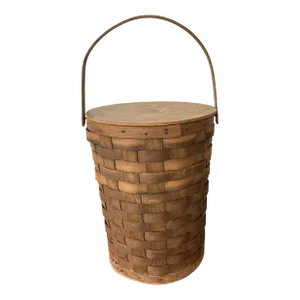 Vintage Woven Cooler Basket With Lid