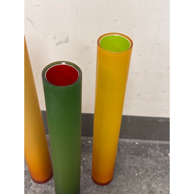 Glass Laura De Santillana for Arcade Murano Bambu Tall Glass Vases, Set of Three For Sale - Image 7 of 12