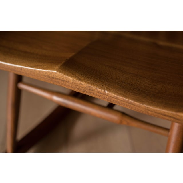 Vintage George Nakashima Solid Walnut New Lounge Chair Rocker With Arms For Sale - Image 16 of 18