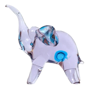 Murano Cenedese Sommerso Alexandrite Purple Blue Accents Vintage Italian Art Glass Elephant Figurine