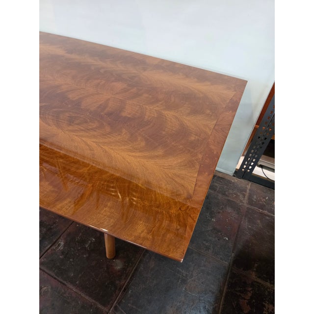 1980s Mid -Century Italian Dining Table Large Sculptural Base Mahogany For Sale - Image 5 of 9