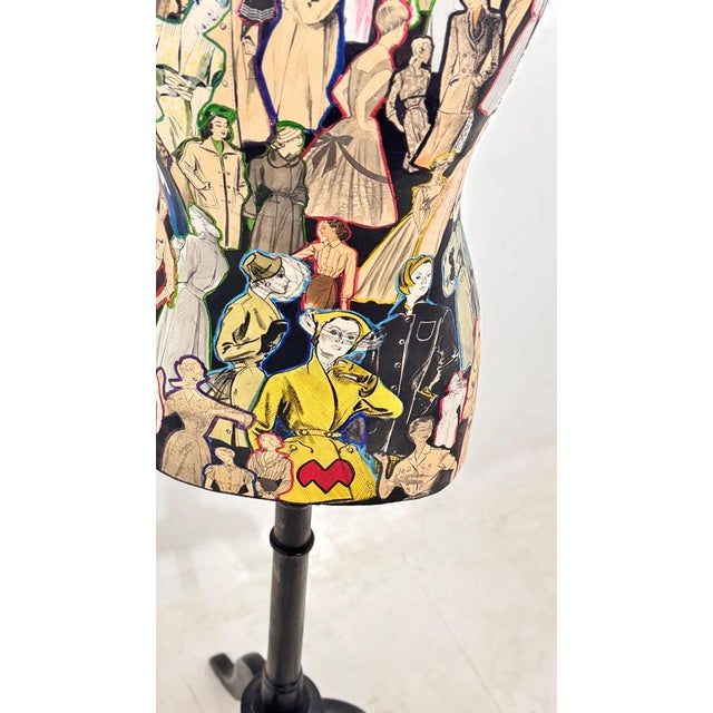 Wooden Mannequin Bust with Fashion Collages, Paris, 1970s For Sale - Image 11 of 18