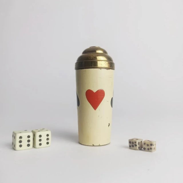 Mid-Century Cube Cup in Enamelled Copper with 4 Dice, Set of 5 For Sale - Image 9 of 9