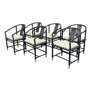 1980s Brueton "Tsu" Chairs in Distressed Espresso Finish by Stanley Jay Friedman, Set of 6