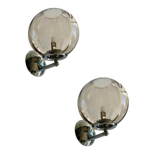 Luxury modern fumè-smoked sphere in murano glass . it is very scenographic and bright murano glass. a piece of high...