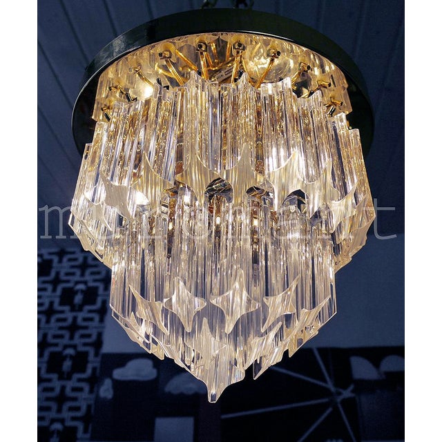 1970s Gold-Plated & Crystal Chandelier by Paolo Venini for Camer, Italy, 1970s For Sale - Image 5 of 8
