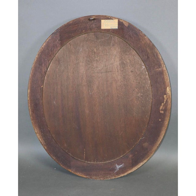 French 1990s French Oval Convex Butler’s Mirror in Black and Gilt For Sale - Image 3 of 4