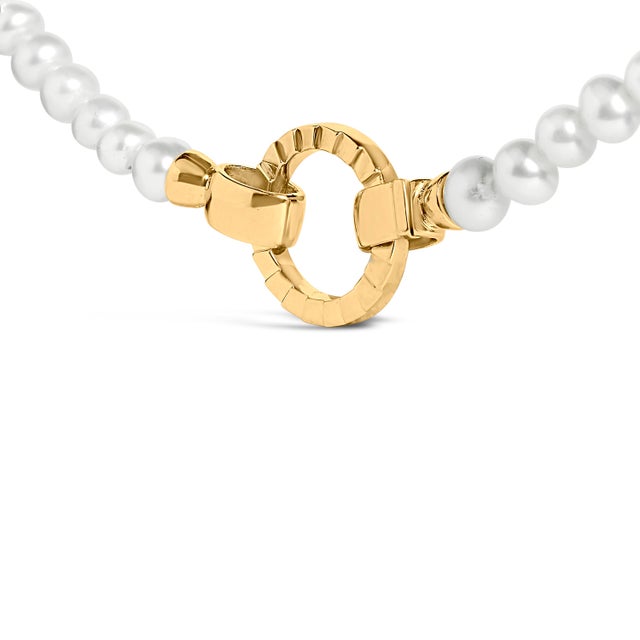 Haus of Brilliance 18K Yellow Gold Vermeil Pearl Strand Infinity Necklace For Sale - Image 4 of 5