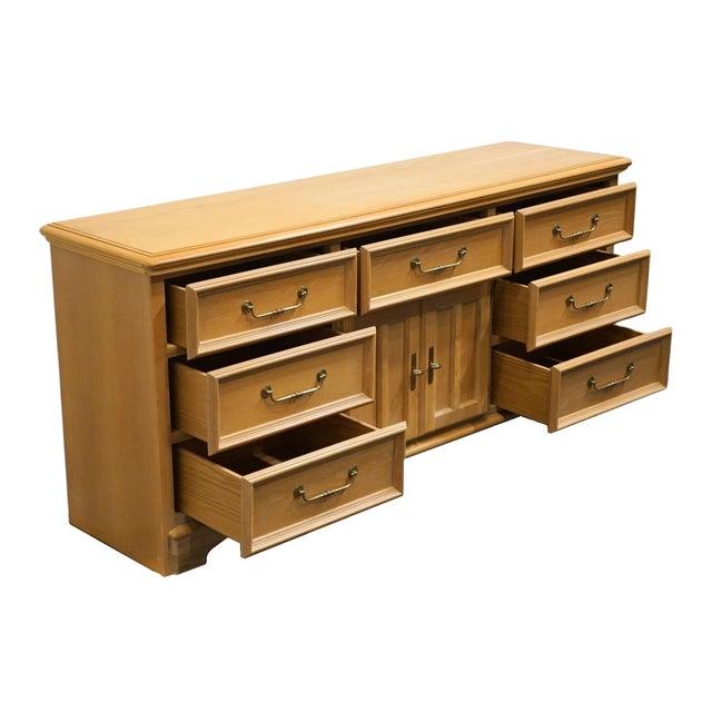 Tan Late 20th Century Stanley Furniture Washed Oak Coastal Contemporary Style 70" Triple Door Dresser For Sale - Image 8 of 15