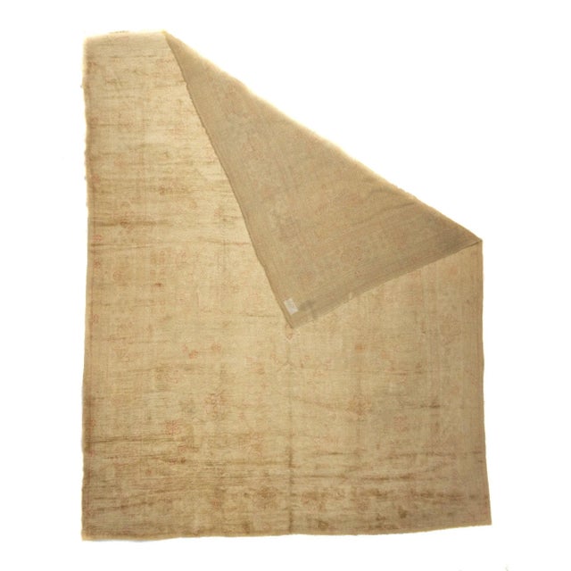 Turkish Vintage Beige Ivory Oushak Turkish Area Rug For Sale - Image 3 of 10