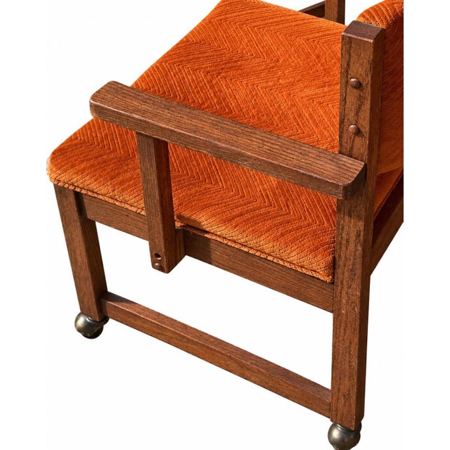 Bernhardt 1970's Bernhardt Mid Century Modern Burnt Orange Velvet Rolling Dining Chairs - Set of 4 For Sale - Image 4 of 11