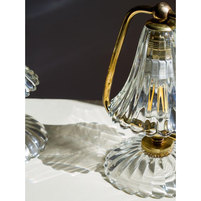 Metal Mid-Century Murano Glass Bedside Lamps from Barovier & Toso, 1950s, Set of 2 For Sale - Image 7 of 13
