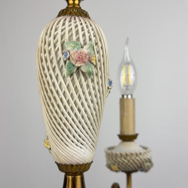 Vintage Art Nouveau Capodimonte Chandelier, 1930s For Sale - Image 13 of 18