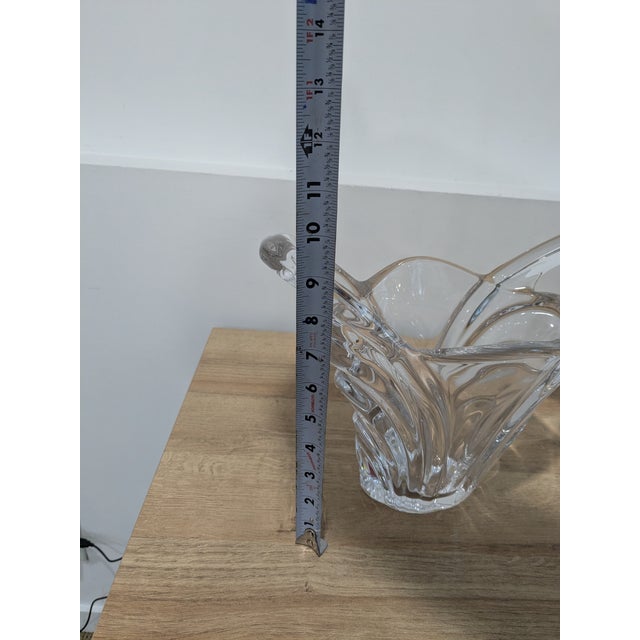 Glass Vintage Art Vannes Le Chatel French Mid Century MCM Crystal Glass Vase 12'' For Sale - Image 7 of 7