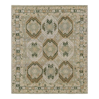 Rug & Kilim’s Ersari Style Rug in Light Green Tones With Geometric Medallions For Sale